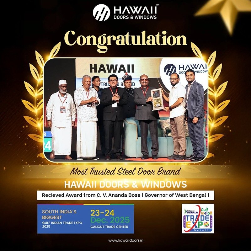 
																																					Hawaii Doors & Windows is honoured as the Most Trusted Steel Door Brand